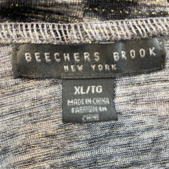 Beechers Brook Ruffle Edge Cardigan Silver and Black with Gold Threading Size XL - Picture 9 of 10